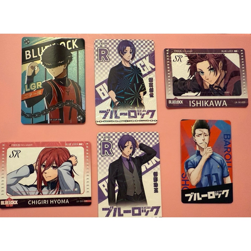 Blue Lock Anime Trading Cards Lot of 6 SR R Holo Hyoma Ishikawa